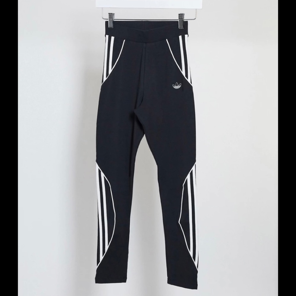 RARE Adidas Leggings Track Black Stripe Pants XS